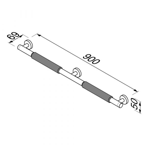 Grab rail 90 cm Chrome (anti-slip handle included) (915807-62-90) - Image 3