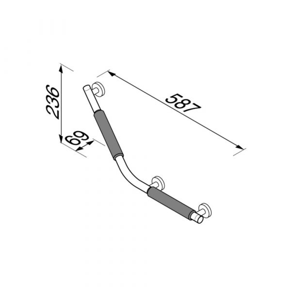 Grab rail 135° - Left-handed Chrome (anti-slip handle included) (915809-62-L) - Image 3