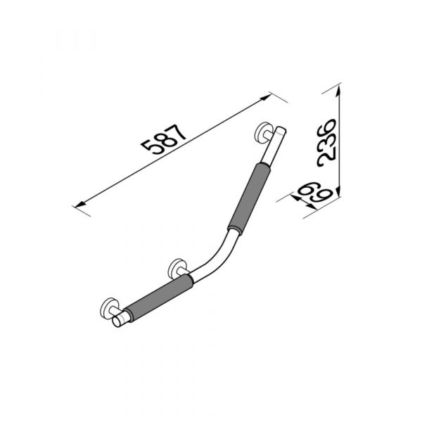 Grab rail 135° - Right-handed Chrome (anti-slip handle included) (915809-62-R) - Image 3