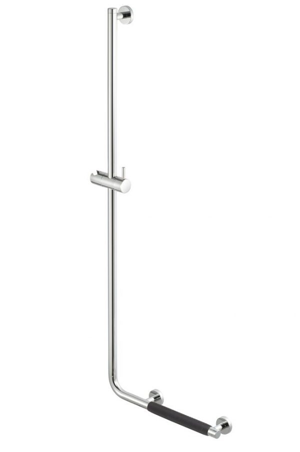 Shower riser rail with grab rail Chrome - Left-handed (anti-slip handle included) (915825-62-L)