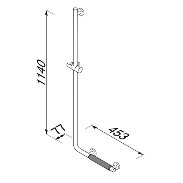 Shower riser rail with grab rail Chrome - Left-handed (anti-slip handle included) (915825-62-L) - Image 3