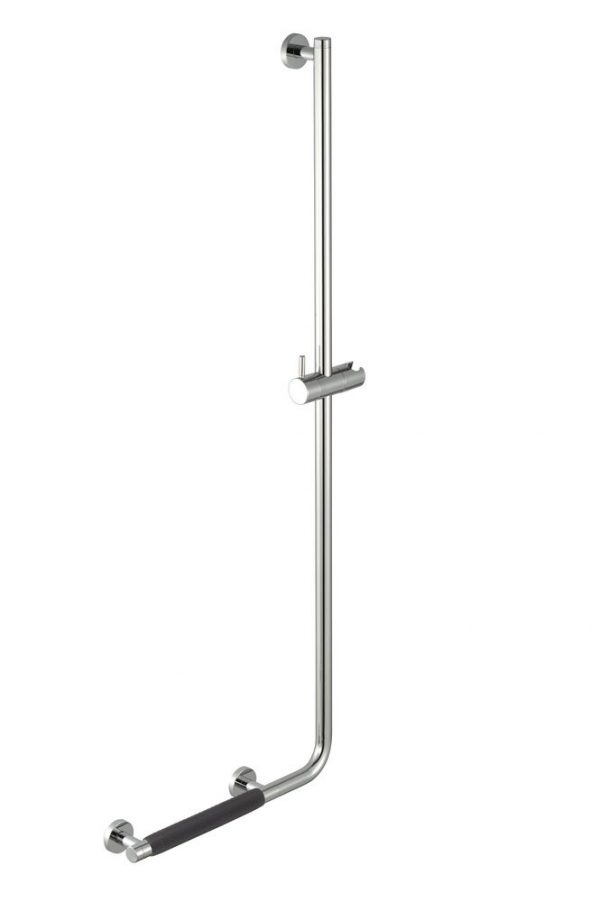 Shower riser rail with grab rail Chrome - Right-handed (anti-slip handle included) (915825-62-R)