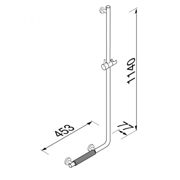 Shower riser rail with grab rail Chrome - Right-handed (anti-slip handle included) (915825-62-R) - Image 3