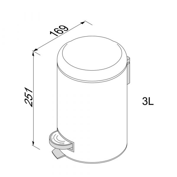 Pedal bin softclose 3 litres Chrome (91643) - Image 4
