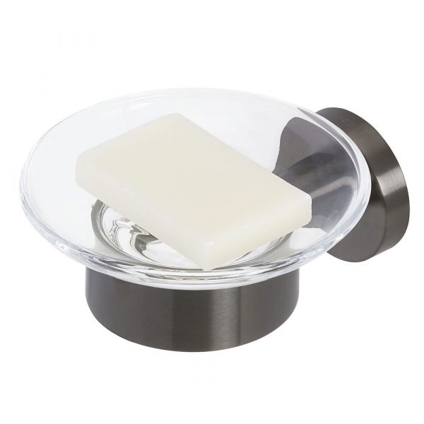 Soap holder with glass Brushed metal black (916503-09)