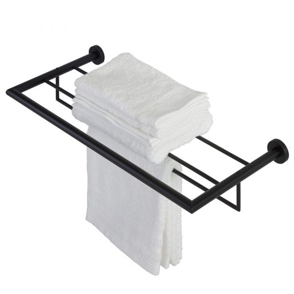 Towel rail with shelf 60 cm Black (916552-06)