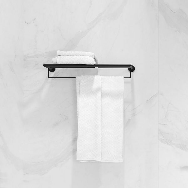 Towel rail with shelf 60 cm Black (916552-06) - Image 3