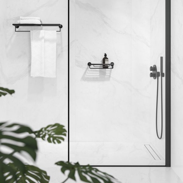 Towel rail with shelf 60 cm Black (916552-06) - Image 4