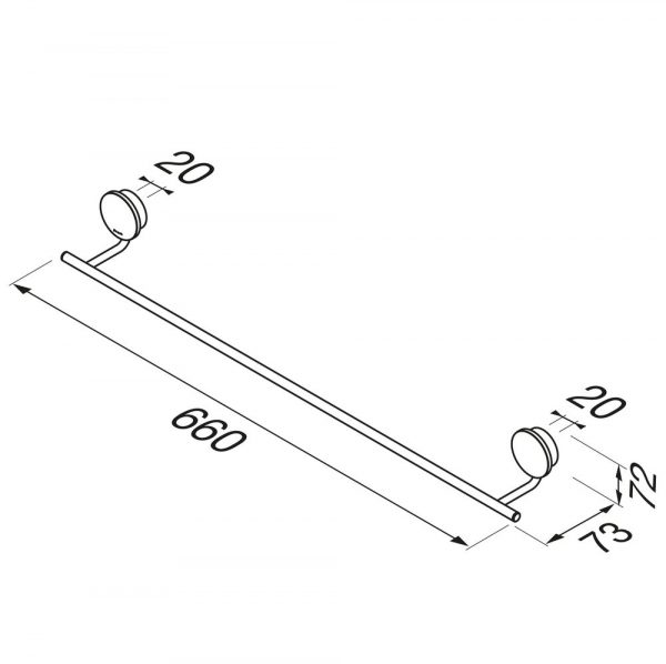 Towel rail 60 cm Brushed stainless steel (917207-05-60) - Image 4