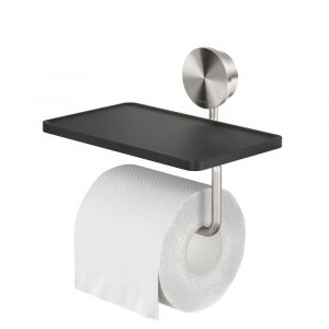 Toilet roll holder with shelf Brushed stainless steel (917224-05)