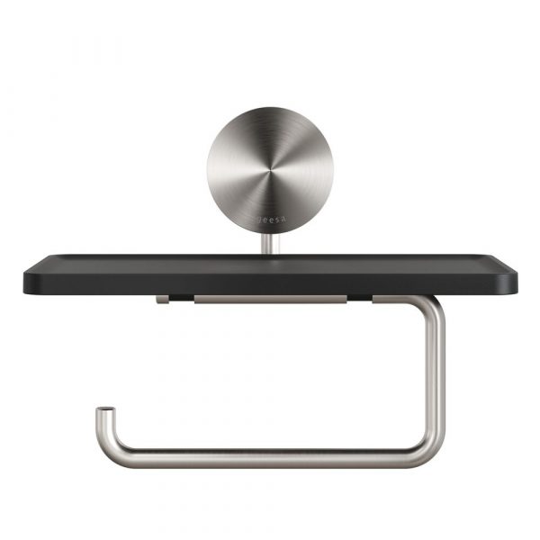 Toilet roll holder with shelf Brushed stainless steel (917224-05) - Image 2