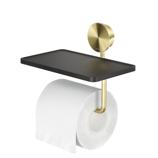 Toilet roll holder with shelf Brushed gold (917224-07)