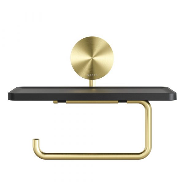 Toilet roll holder with shelf Brushed gold (917224-07) - Image 2
