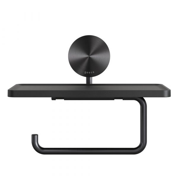 Toilet roll holder with shelf Brushed metal black (917224-09) - Image 2