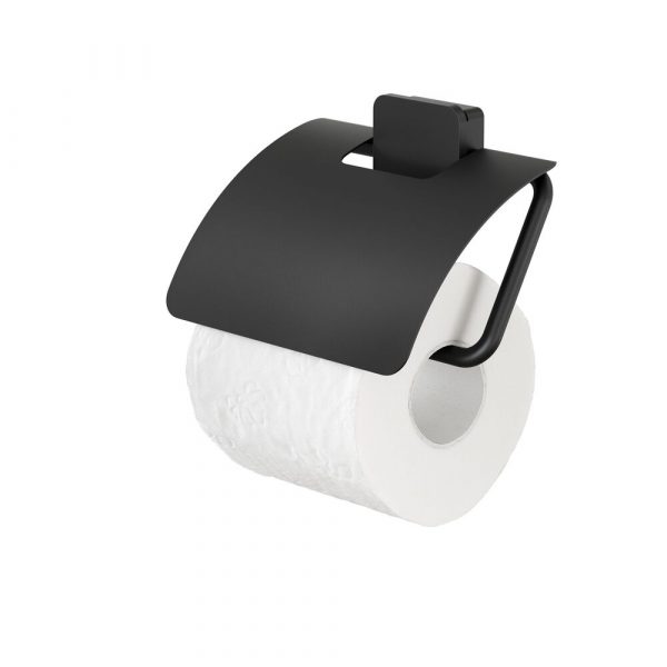 Toilet roll holder with cover Black (917908-06-A)