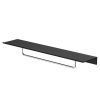 Bathroom shelf 60 cm Black with towel rail 40 cm Brushed stainless steel (918207-05-600)