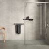 Bathroom shelf 60 cm Black with towel rail 40 cm Brushed stainless steel (918207-05-600) - Image 5