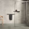 Bathroom shelf 80 cm Black with towel rail 40 cm Brushed stainless steel (918207-05-800) - Image 5