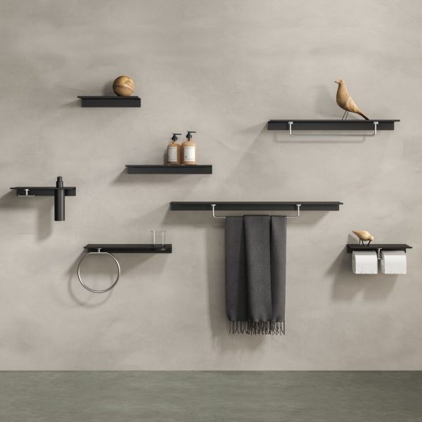 Bathroom shelf 28 cm Black with toilet roll holder without cover double Brushed stainless steel (918212-05-280) - Image 4