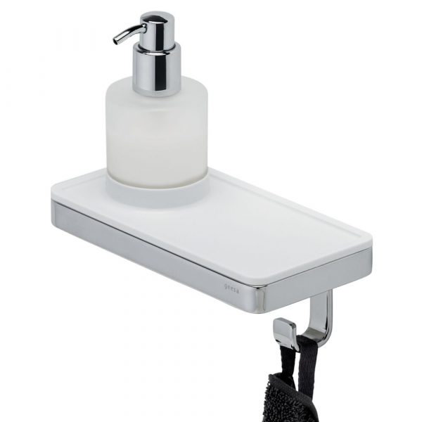Soap dispenser 200 ml with shelf and towel hook White / Chrome (918816-02)