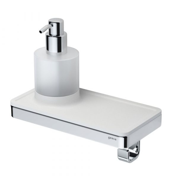 Soap dispenser 200 ml with shelf and towel hook White / Chrome (918816-02) - Image 2