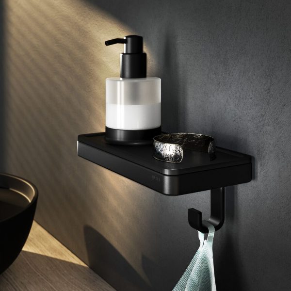 Soap dispenser 200 ml with shelf and towel hook Black (918816-06-06) - Image 3