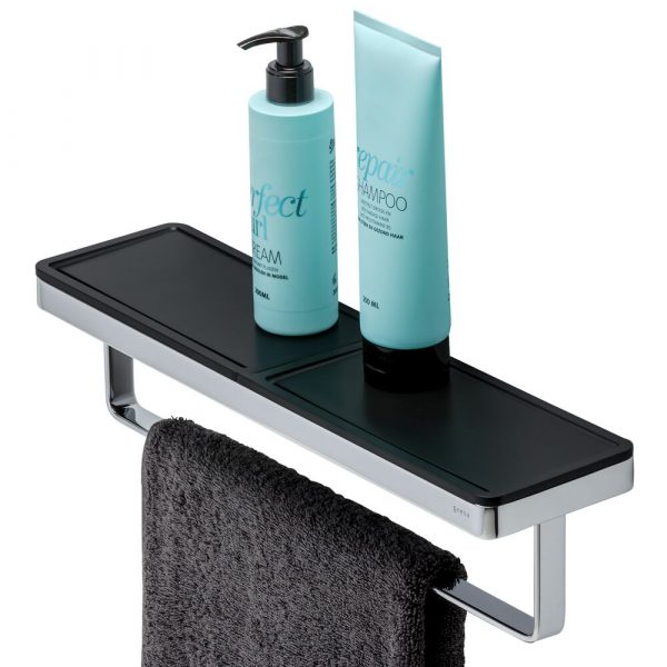 Towel rail with shelf 40 cm Black / Chrome (918853-02-06-420)