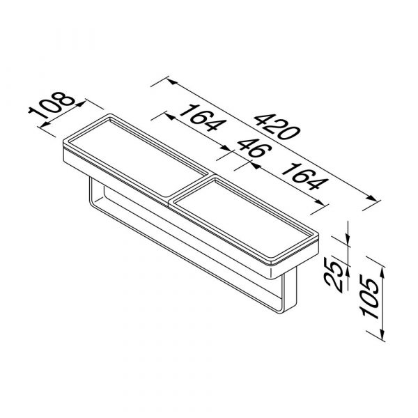 Towel rail with shelf 40 cm Black / Chrome (918853-02-06-420) - Image 5