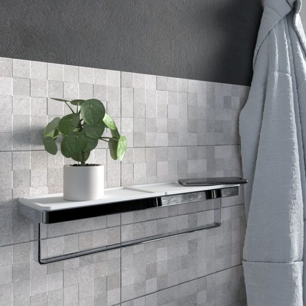 Towel rail with shelf 40 cm White / Chrome (918853-02-420) - Image 4