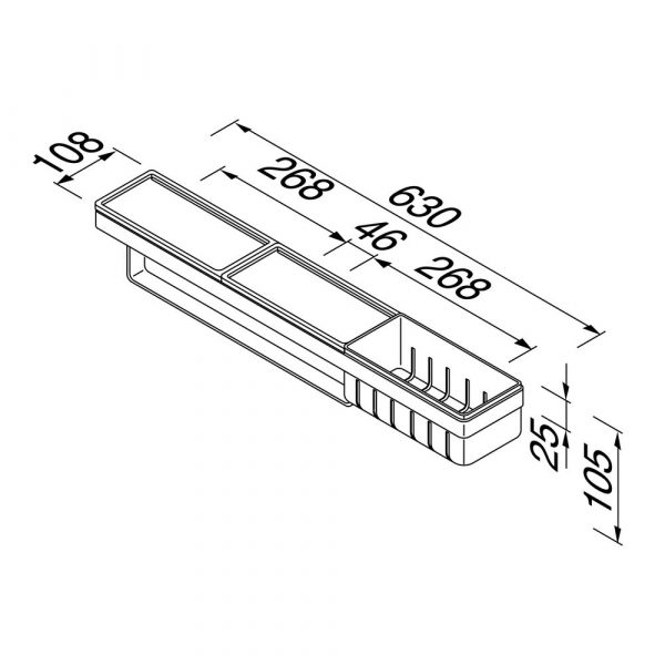 Shelf with towel rail and shower basket 63 cm White / Chrome (918854-02-630) - Image 7