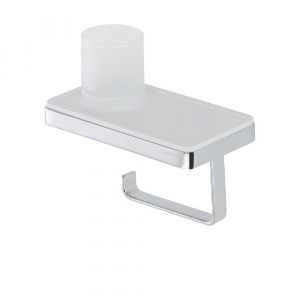 Toilet roll holder with shelf and (LED light) holder White / Chrome (918889-02) - Image 2