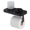 Toilet roll holder with shelf and (LED light) holder Black (918889-06-06)