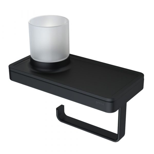 Toilet roll holder with shelf and (LED light) holder Black (918889-06-06) - Image 2