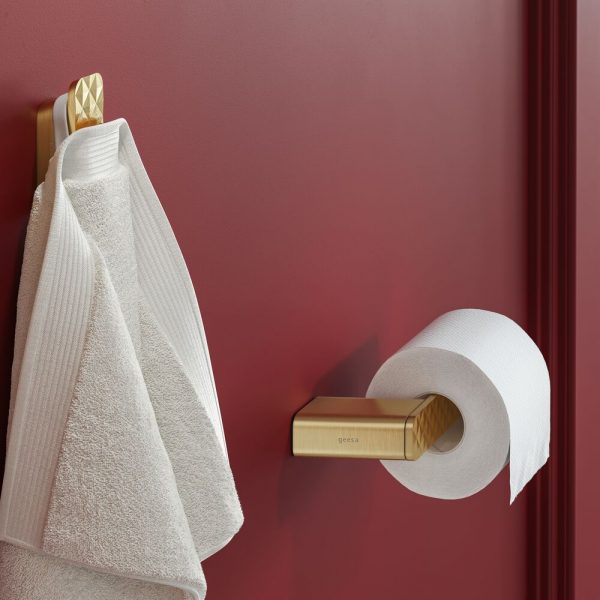 Toilet roll holder without cover with diamond pattern Brushed gold (right-handed) (919909-07-R-91) - Image 4