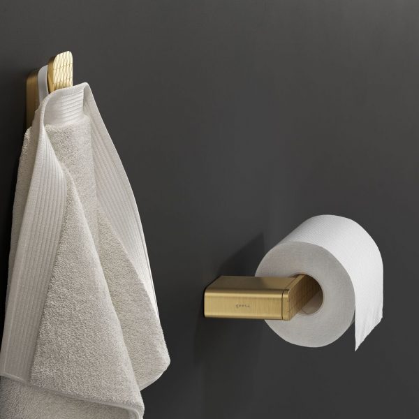 Toilet roll holder without cover with triangle pattern Brushed gold (right-handed) (919909-07-R-92) - Image 4