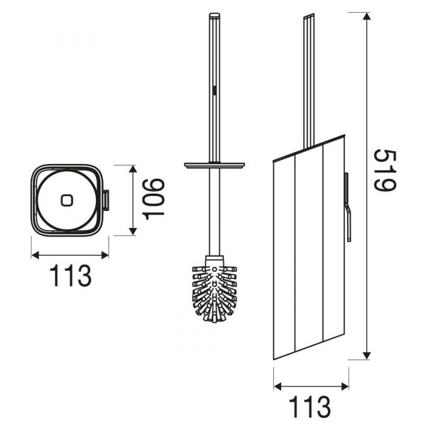 Toilet brush and holder Chrome (black lid and brush) (919911-02-06) - Image 6