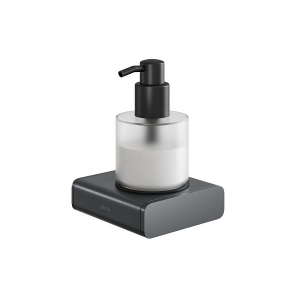 Soap dispenser 200 ml Brushed metal black with frosted glass (919917-09)
