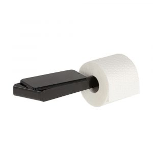 Toilet roll holder without cover with shelf Brushed metal black (919924-09)