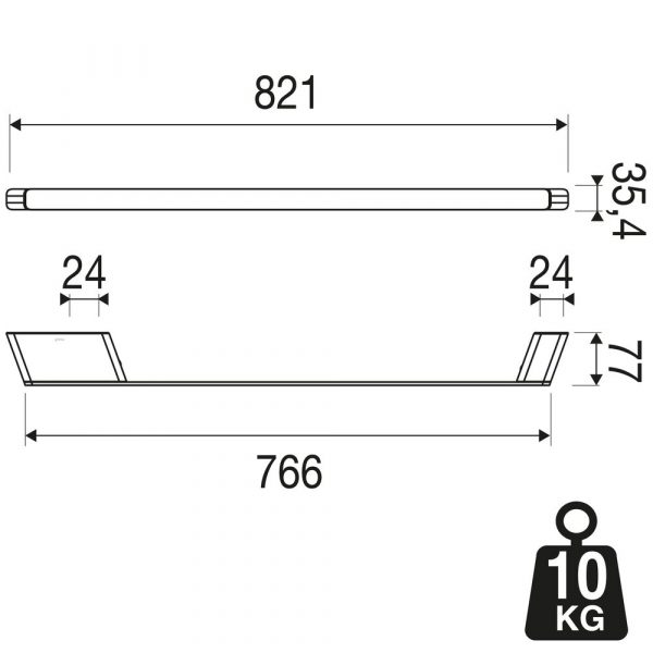 Towel rail 80 cm with shelf Black (919947-06-821) - Image 6
