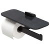 Toilet roll holder double Black with shelf in matt black marble effect (919948-06-M6)