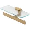 Toilet roll holder double Brushed gold with shelf in transparent glass (919948-07) - Image 2