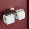 Toilet roll holder double Brushed gold with shelf in transparent glass (919948-07) - Image 5