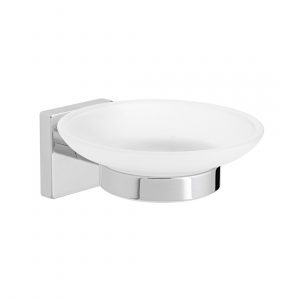 BOKX Frosted Glass Soap Dish and Holder (AX-BOK-182-CP)