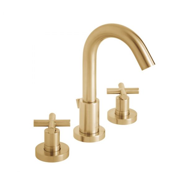 ELEMENTS Brushed Gold Deck Mounted Basin Mixer with Pop-up Waste (IND-ELW101F-BRG)