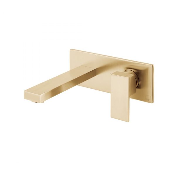 Notion Brushed Gold Wall Mounted Basin Mixer 200mm Spout (IND-NOT109FS/A-BRG)