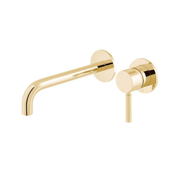 ORIGINS Bright Gold Slimline Wall Mounted Basin Mixer 180mm Spout (IND-ORI209SA-BG)