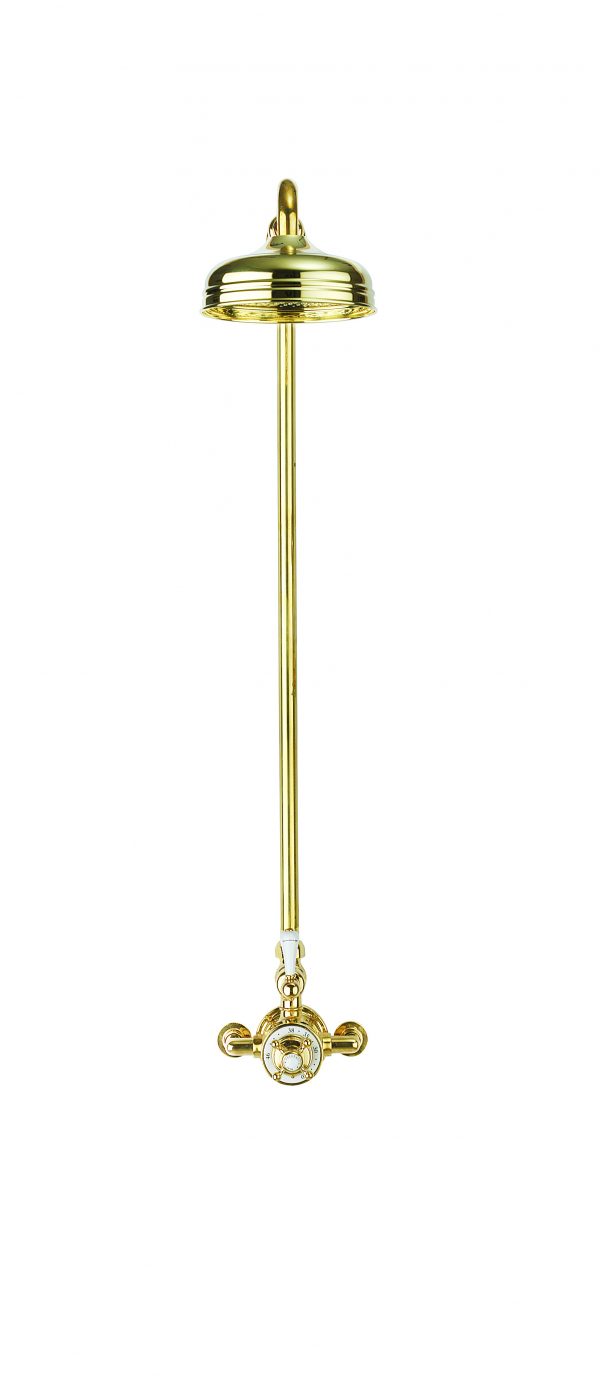 Belgravia Thermo Shower Valve with 8" Fixed Head Unlacquered Brass (BEL_SHOWERQ)