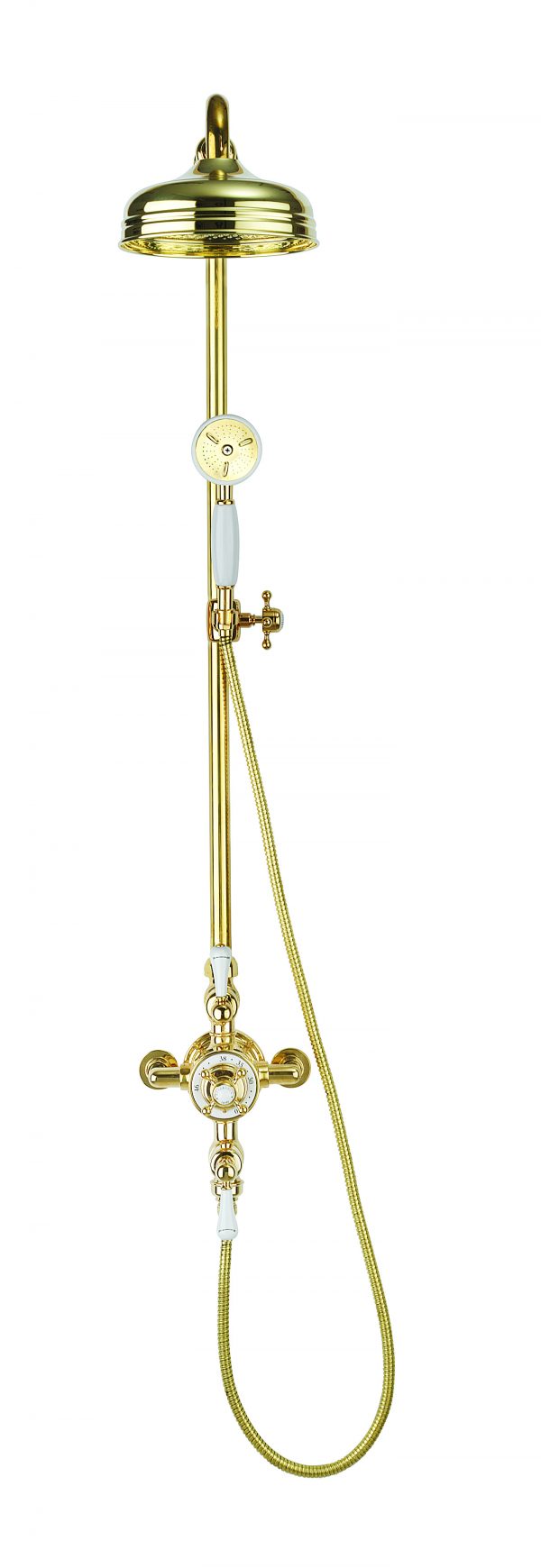 Belgravia Thermo Shower Valve with 8" Fixed Head Unlacquered Brass (BEL_SLIDERQ)