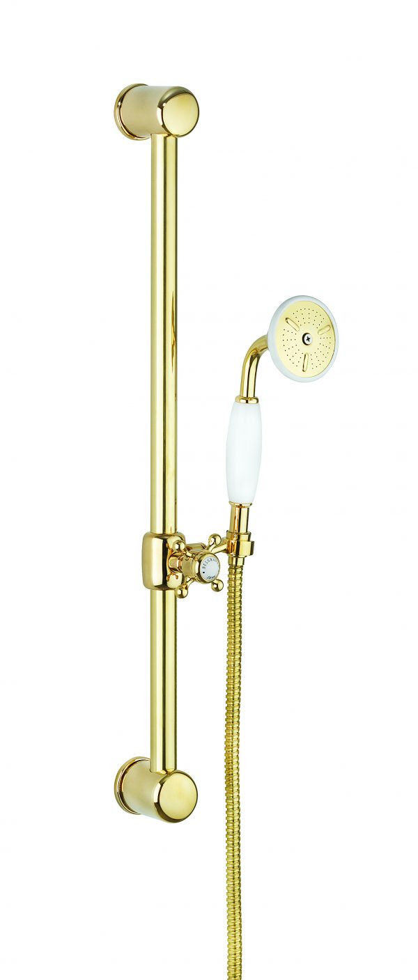 Belgravia Slide Rail 600mm Handset Hose Unlacquered Brass (BELPACKAGE1Q)