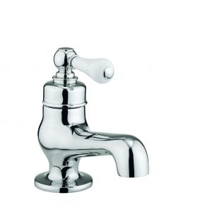 Belgravia Single Lever Basin Mini Mono Deck Mounted Chrome White Lever (BL114DNC_LV)